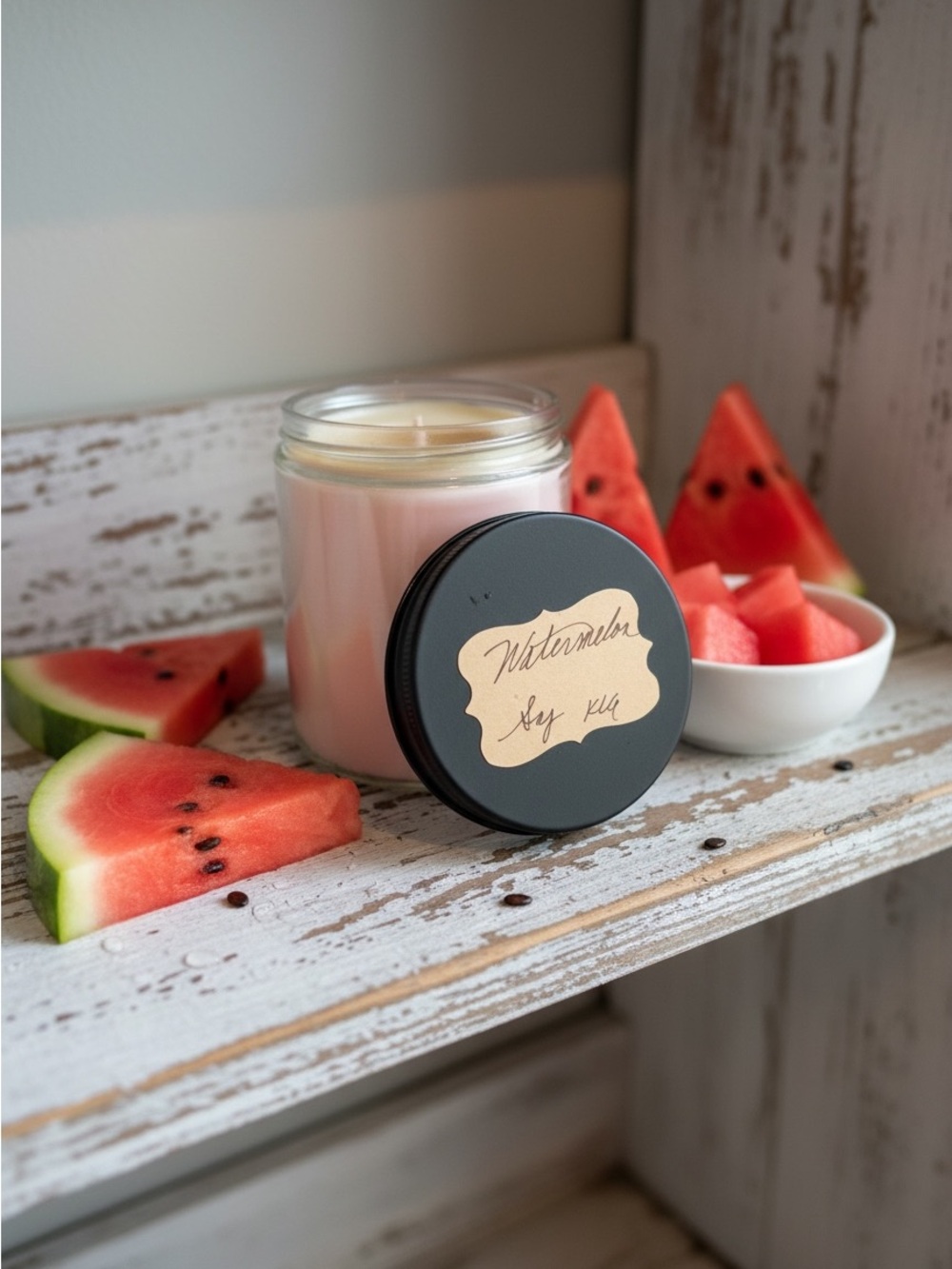 Handcrafted Watermelon Soy Candle - Pink
